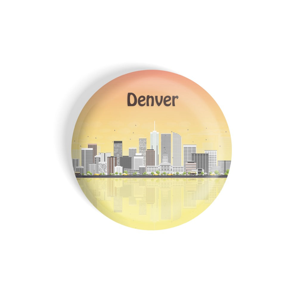 dhcrafts Round Fridge Magnet Multicolour Places Denver City In Colorado Glossy Finish Design Pack of 1 (58 mm)